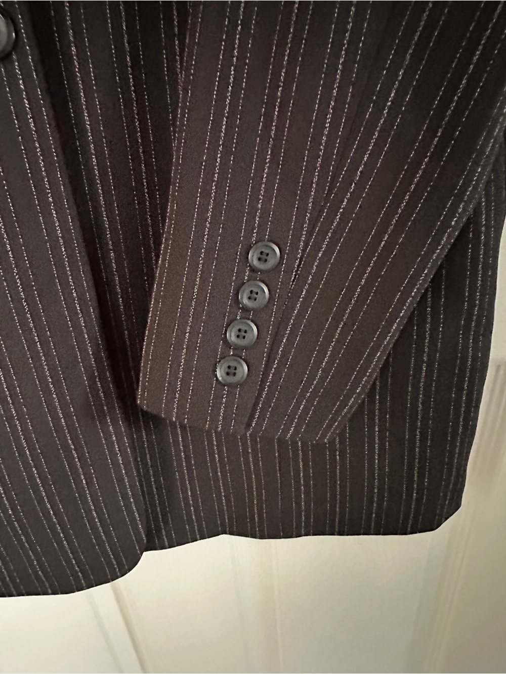 Karen Scott Black Pinstripe Women's Dress Pantsuit - Picture 6 of 7